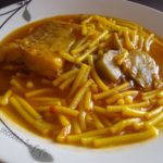 cazuela de fideos de bacalao..