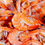 Boiled shrimp. Seafood background